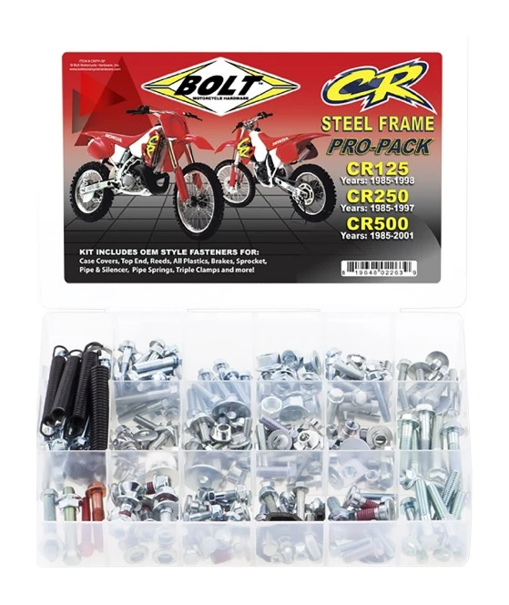 Bolt Hardware Steel Frame Pro Pack Honda 125cc-500cc 1985-2001 1 Bolt Hardware Steel Frame Pro Pack Honda 125cc-500cc 1985-2001