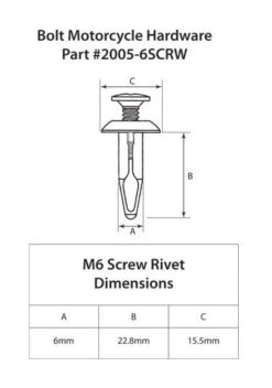 Bolt Hardware M6 Screw Rivet Kit Yamaha -Motorcycle Equipment Store bolt hardware m6 screw rivet kit10 pk 2