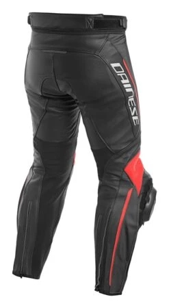 Dainese Delta 3 Leather Pants -Motorcycle Equipment Store dainese delta3 leather pants black black fluo red 1