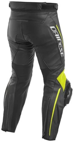 Dainese Delta 3 Leather Pants -Motorcycle Equipment Store dainese delta3 leather pants black black fluo yellow 1