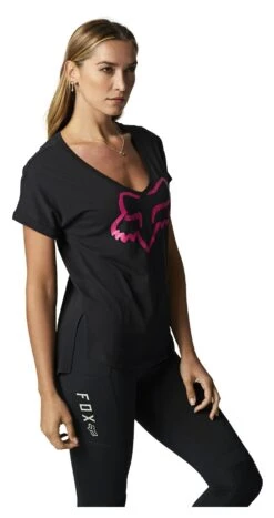 Fox Racing Boundary V-Neck Women's Top -Motorcycle Equipment Store fox racing boundary v neck womens top black pink
