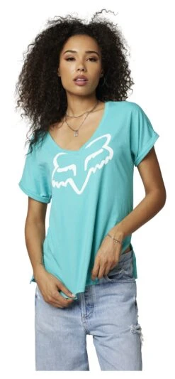 Fox Racing Boundary V-Neck Women's Top -Motorcycle Equipment Store fox racing boundary v neck womens top teal