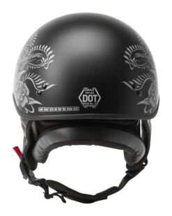 GMax HH65 Rose Naked Helmet 5 GMax HH65 Rose Naked Helmet -Motorcycle Equipment Store g max hh65 naked rose helmet black silver 2