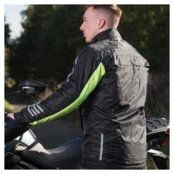 Merlin Rainwear Jacket (SM Only) -Motorcycle Equipment Store merlin rainwear jacket black fluo yellow 2