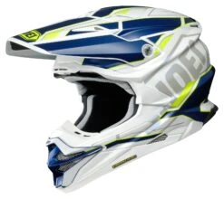 Shoei VFX-EVO Allegiant Helmet -Motorcycle Equipment Store shoei vfxevo allegiant helmet white blue yellow