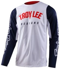 Troy Lee Designs Troy Lee GP Pro Boltz Jersey 22 Troy Lee Designs Troy Lee GP Pro Boltz Jersey -Motorcycle Equipment Store troy lee gp pro boltz jersey white navy